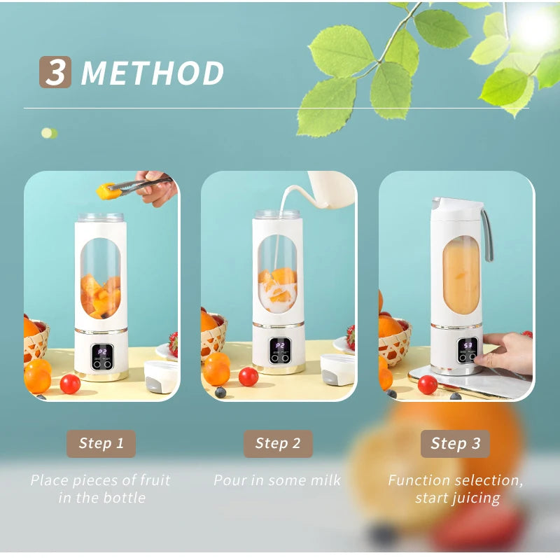🍓 10-Blade Portable Blender 450ml - USB Rechargeable Smoothie & Ice Crusher