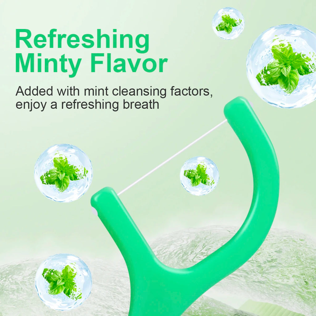 🦷 Mint Dental Floss Sticks - Portable Disposable Deep Cleaning Oral Care