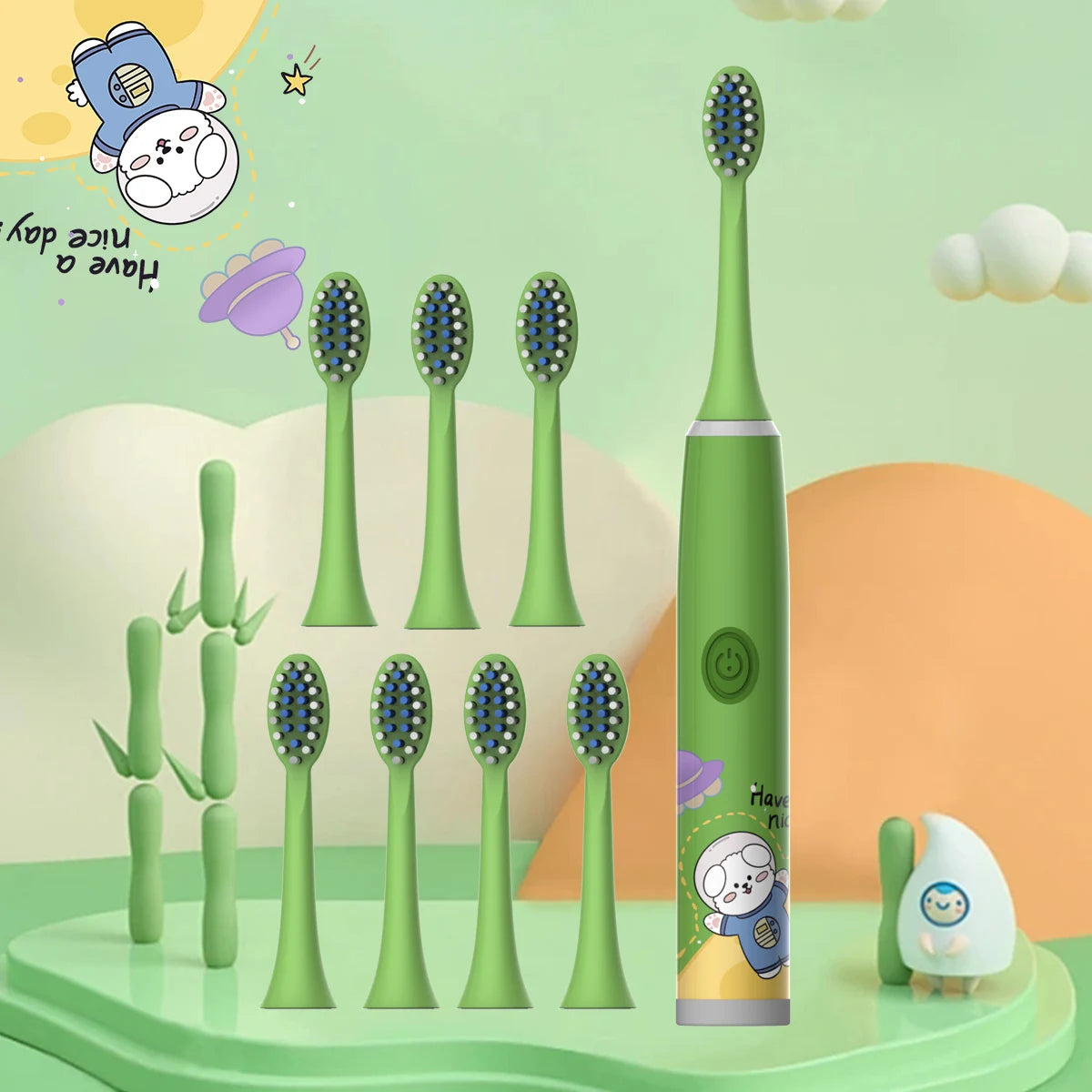 Kids Space Adventure Electric Toothbrush - Fun Cartoon Design for Healthy Smiles