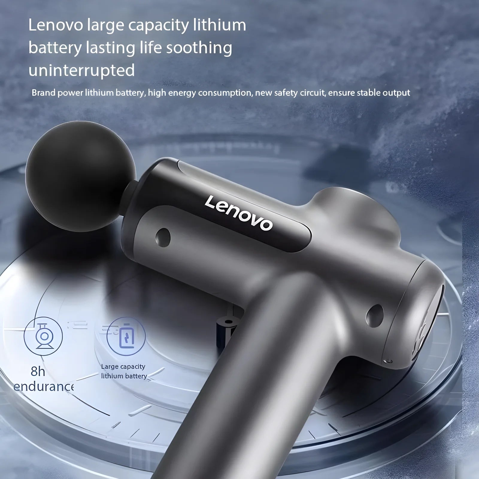 💪 Lenovo Massage Gun - Deep Muscle Relief with LED Touch Screen & 8 Heads