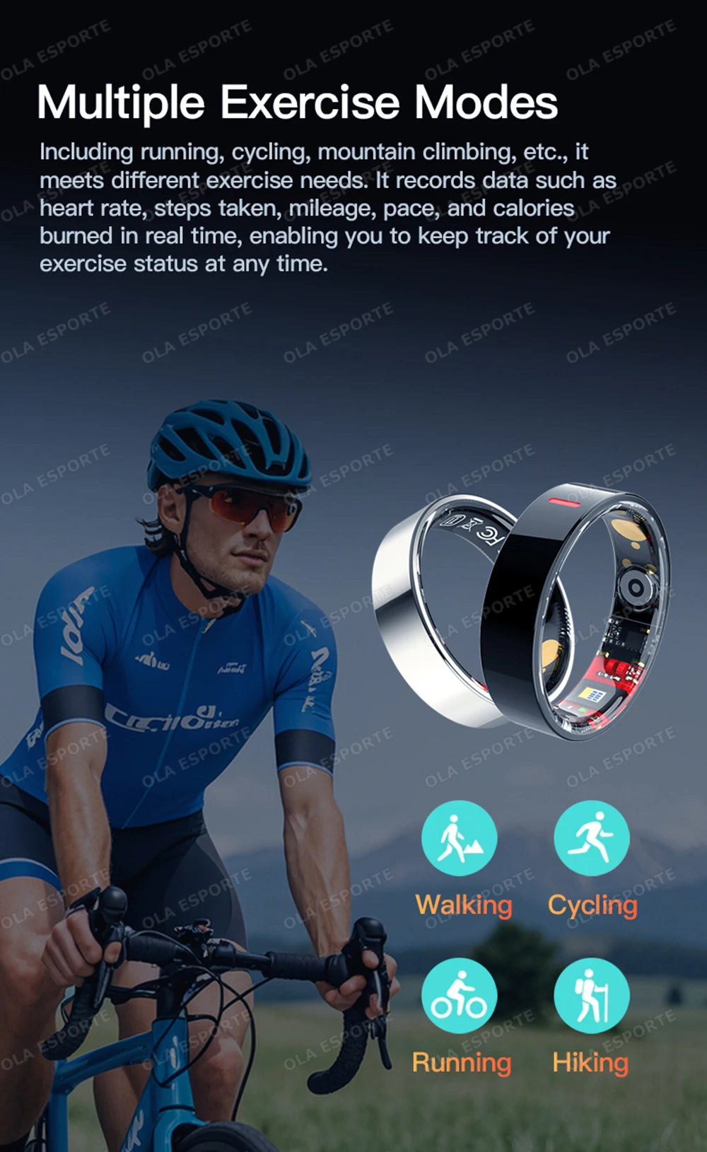 Health Tracking Smart Ring - 5ATM Waterproof Heart Rate & Sleep Monitor