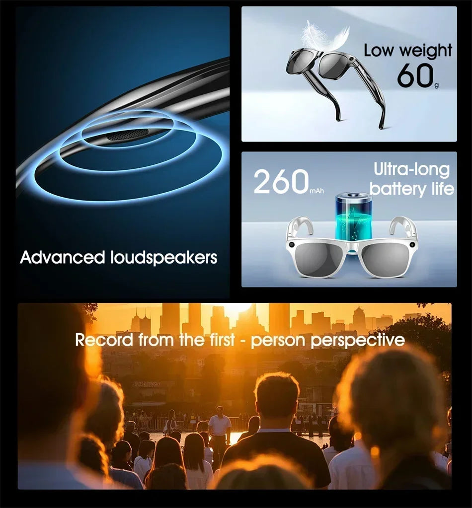 Smart 8K AI Glasses - 1200MP Camera with ChatGPT & Bluetooth