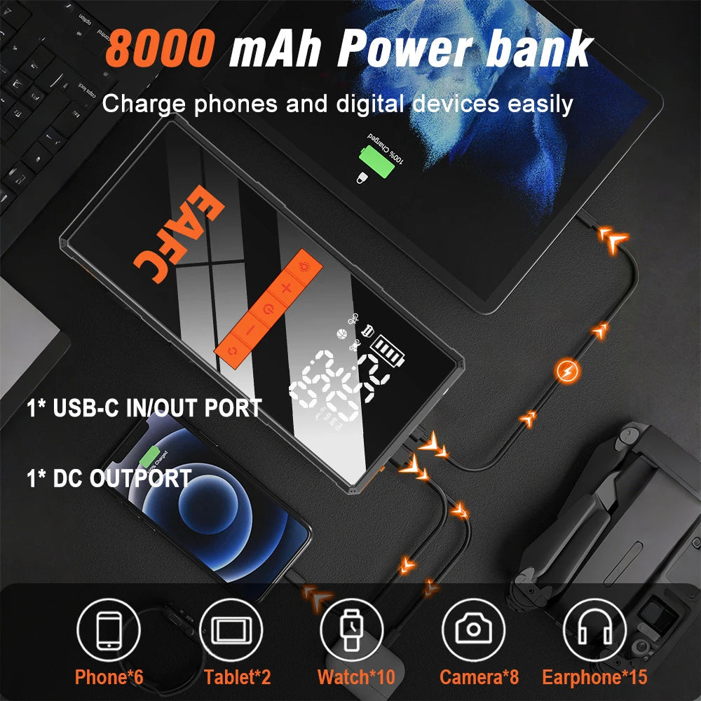 🚗 4-in-1 Car Jump Starter - Wireless Tire Inflator, Air Compressor & Power Bank