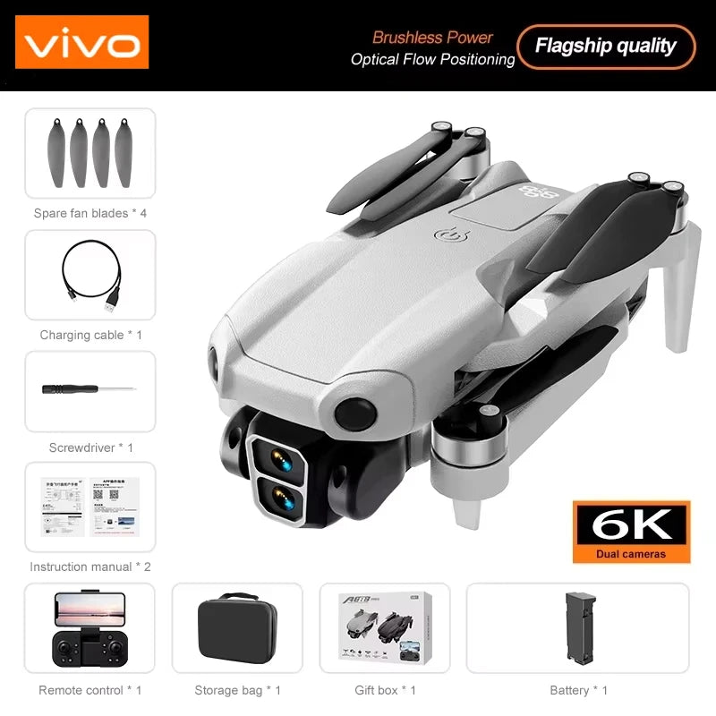 8K Pro VR Drone - Dual HD Camera with Obstacle Avoidance & Brushless Motor