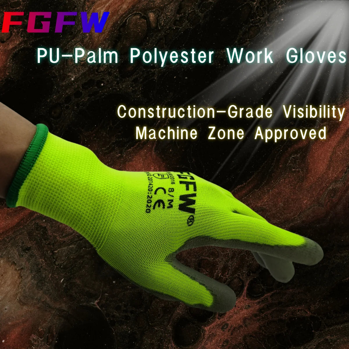 🧤 10 Pairs PU Work Gloves - Lightweight Safety Gloves EN388 Certified S-XL