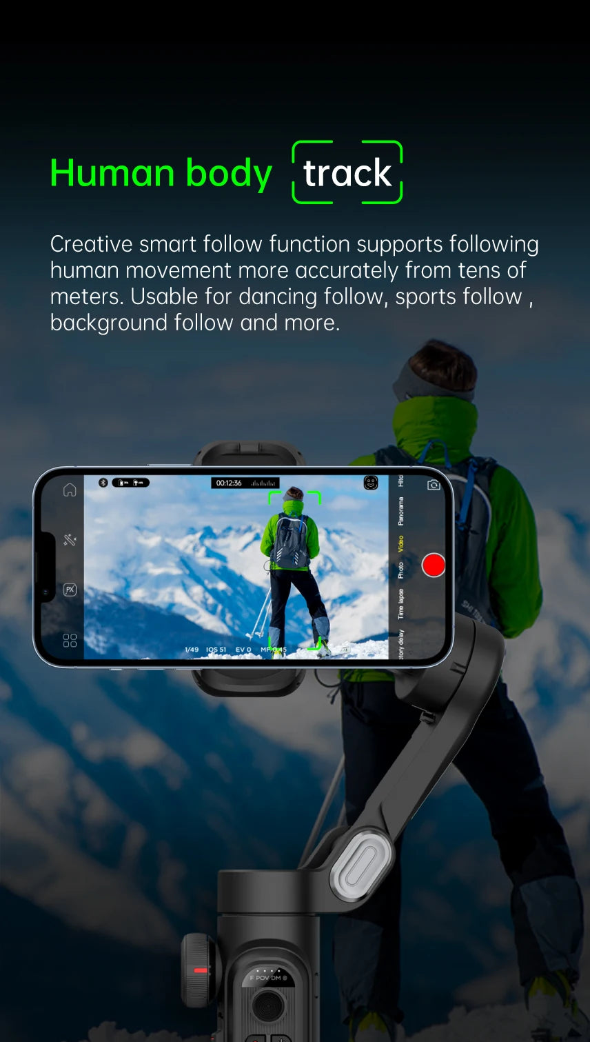 🎥 AOCHUAN 3-Axis Gimbal Stabilizer - AI Face Tracking for TikTok & Vlog