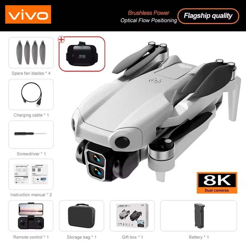 8K Pro VR Drone - Dual HD Camera with Obstacle Avoidance & Brushless Motor