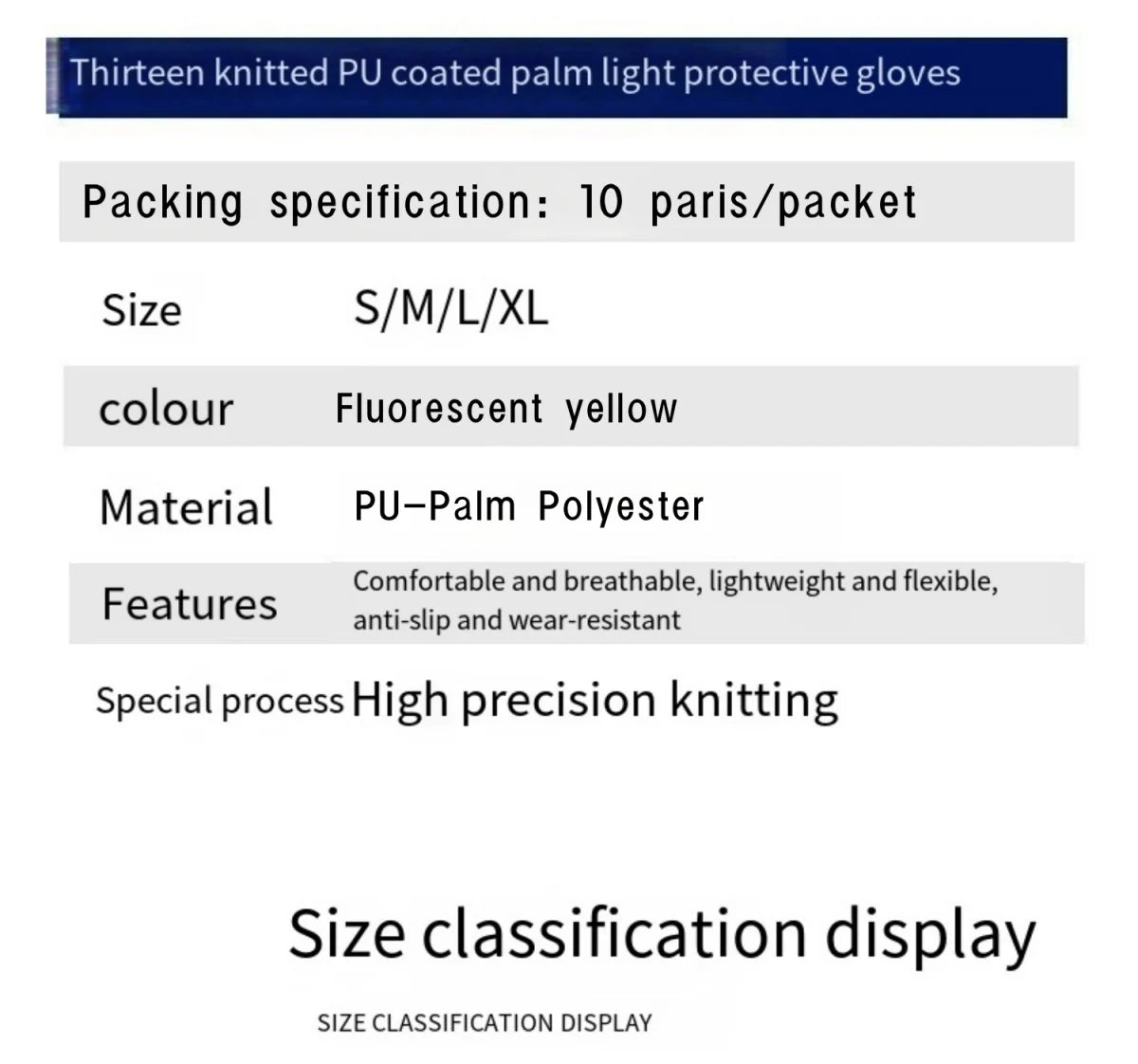 🧤 10 Pairs PU Work Gloves - Lightweight Safety Gloves EN388 Certified S-XL