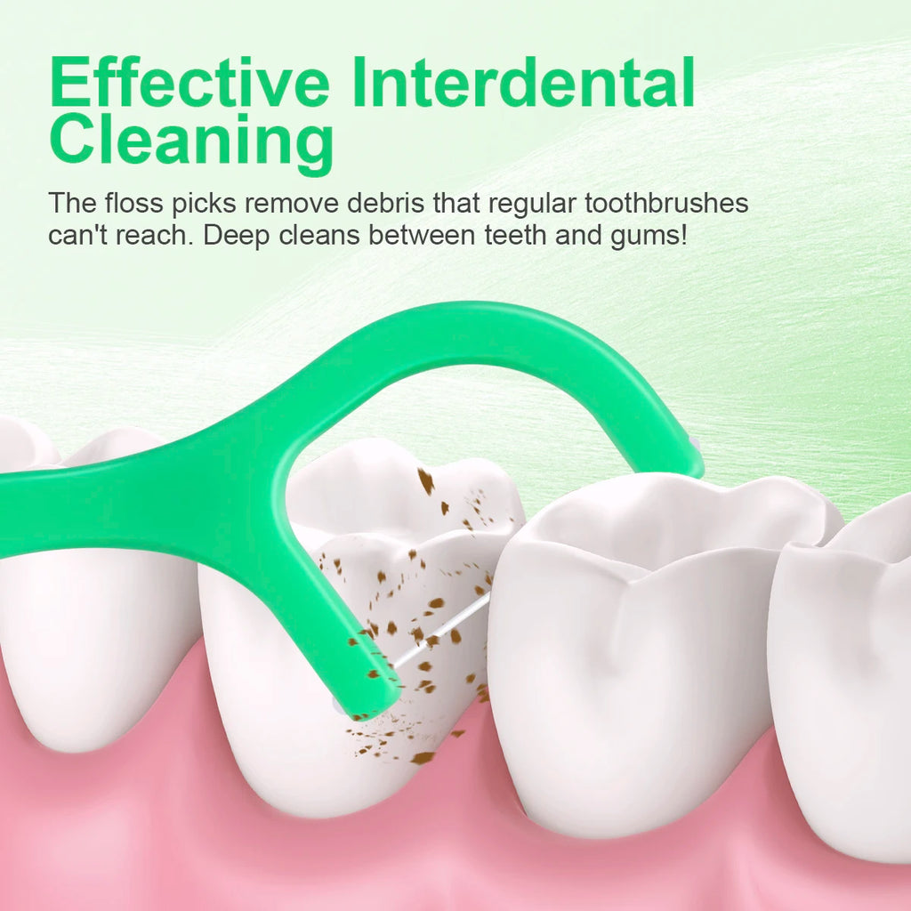 🦷 Mint Dental Floss Sticks - Portable Disposable Deep Cleaning Oral Care