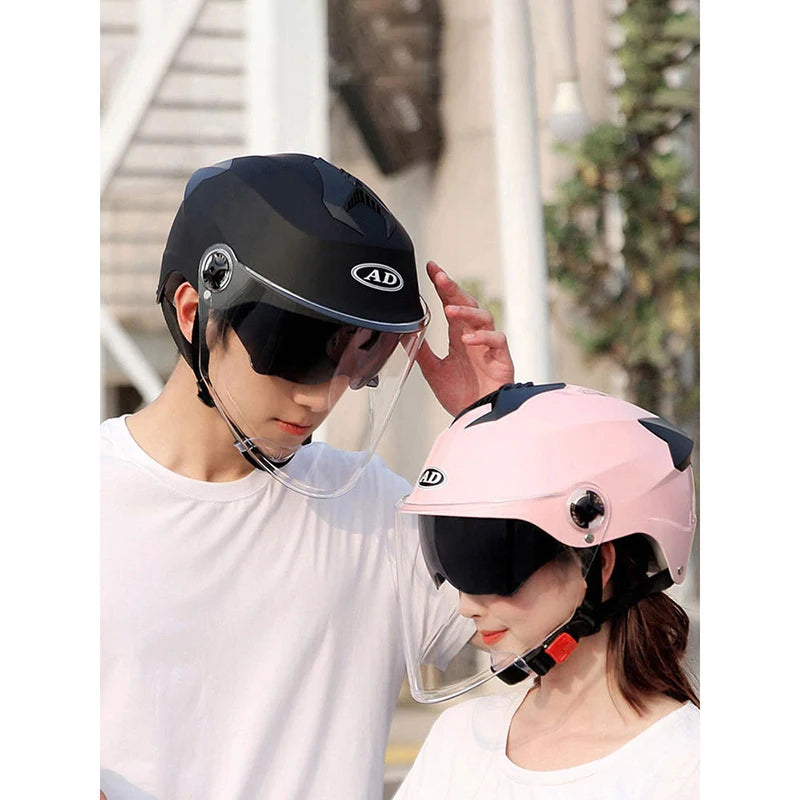 🏍️ LED Motorcycle Helmet with Rechargeable Lights - Double Visor Safety