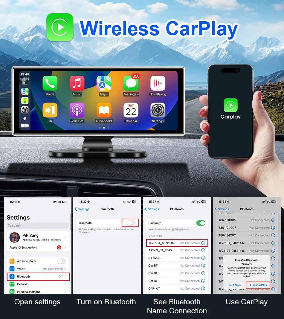 📹 11-Inch Dashboard Hub - 4K Recorder with Wireless CarPlay & Android Auto