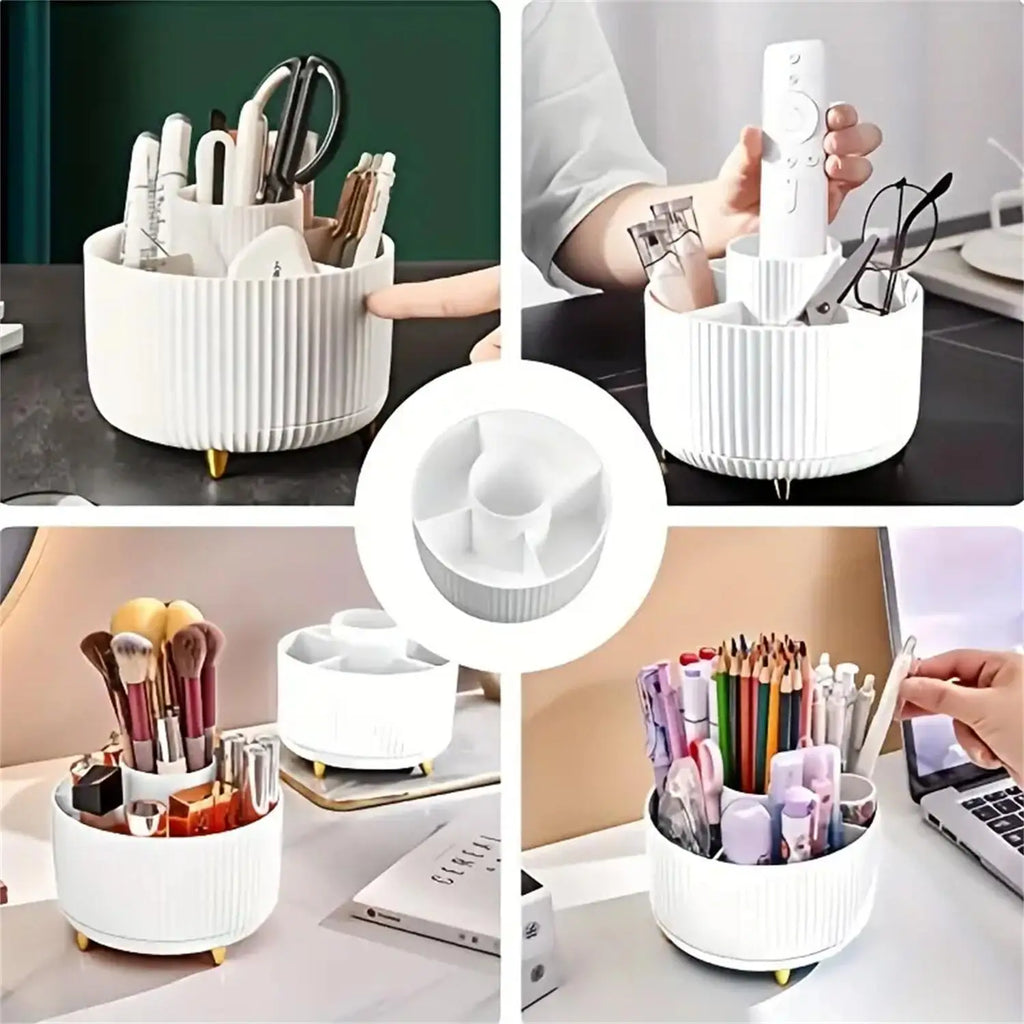 💄 360° Rotating Makeup Organizer - 5 Compartments Multi-Functional Storage