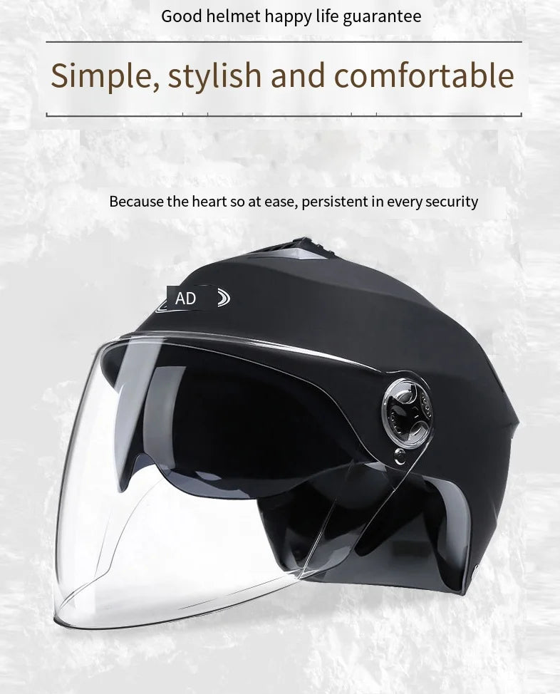 🏍️ LED Motorcycle Helmet with Rechargeable Lights - Double Visor Safety