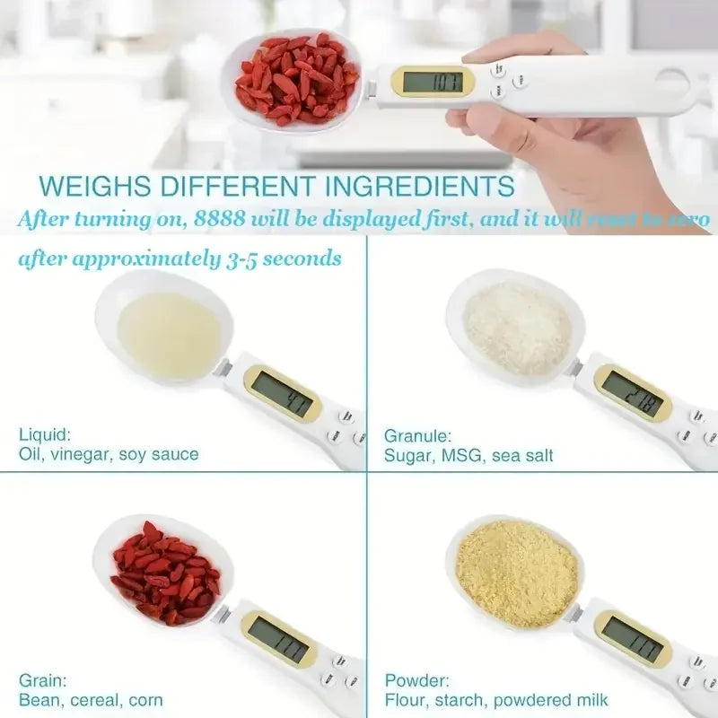 🥄 Mini Digital Spoon Scale - 0.1-500g Kitchen Measuring Spoon