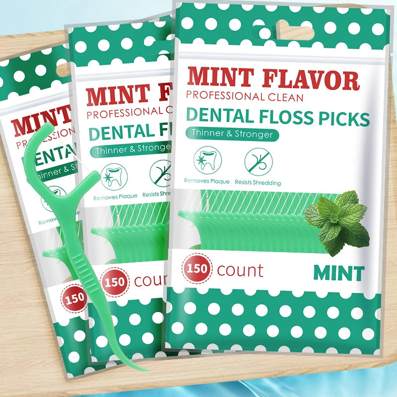 🦷 Mint Dental Floss Sticks - Portable Disposable Deep Cleaning Oral Care