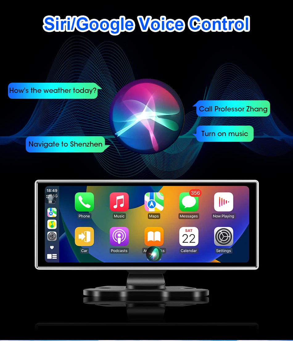 📹 11-Inch Dashboard Hub - 4K Recorder with Wireless CarPlay & Android Auto
