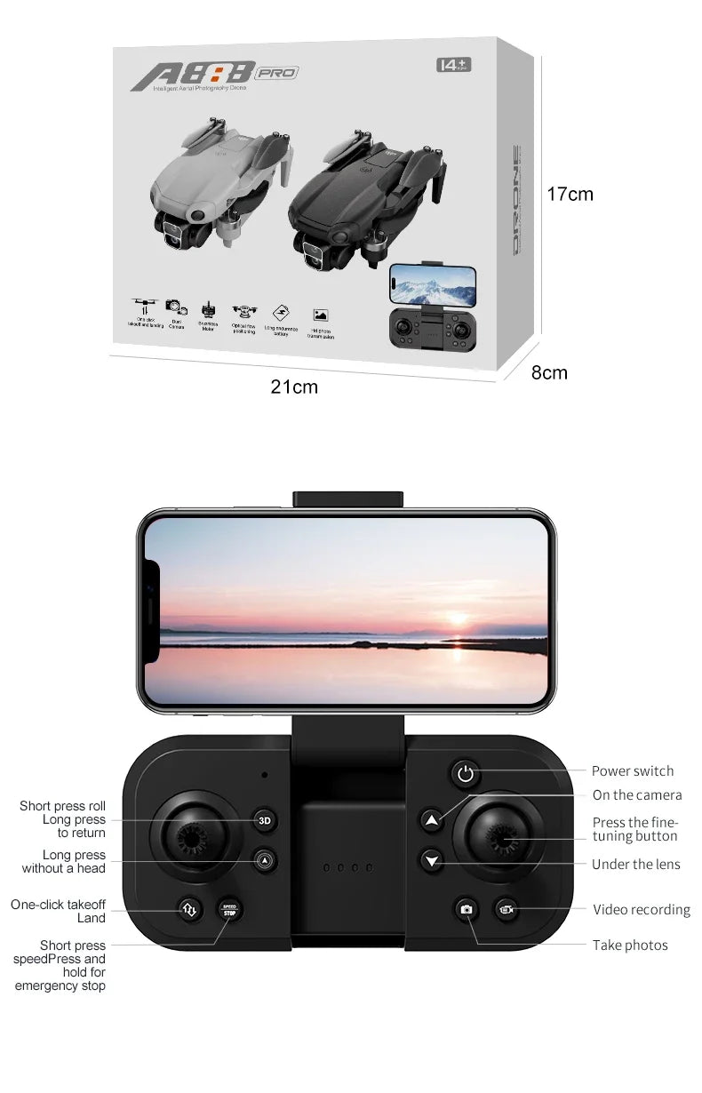 8K Pro VR Drone - Dual HD Camera with Obstacle Avoidance & Brushless Motor