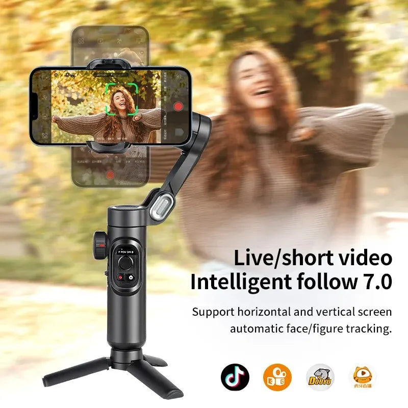 🎥 AOCHUAN 3-Axis Gimbal Stabilizer - AI Face Tracking for TikTok & Vlog