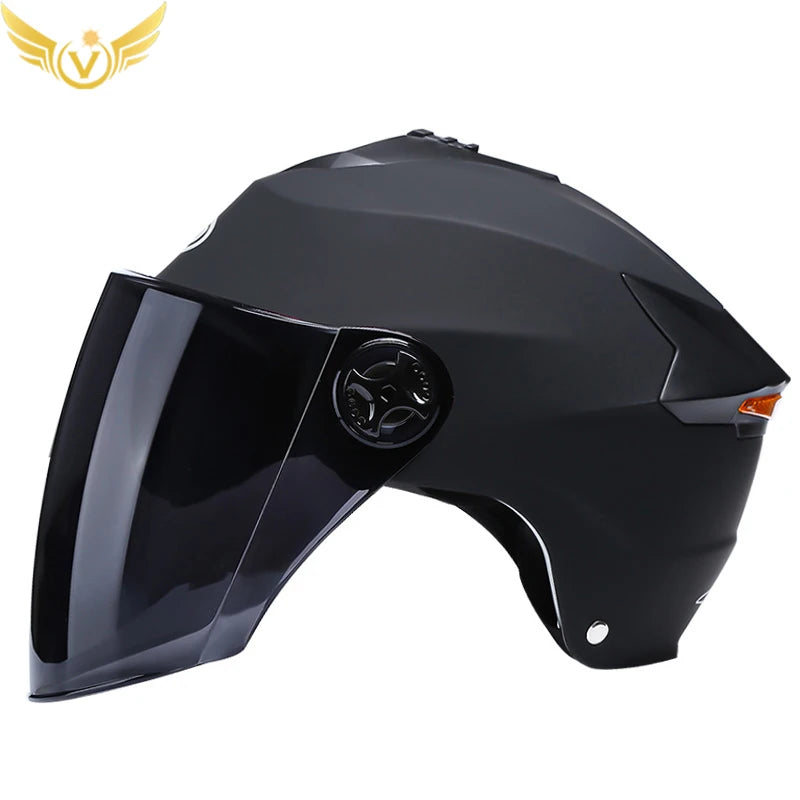 🏍️ LED Motorcycle Helmet with Rechargeable Lights - Double Visor Safety