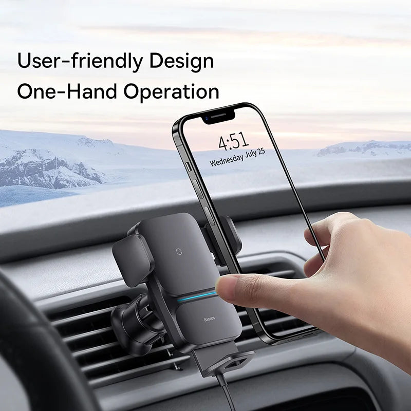 🚗 15W Smart Wireless Car Charger - Auto-Clamping Qi Mount with Fast Charging