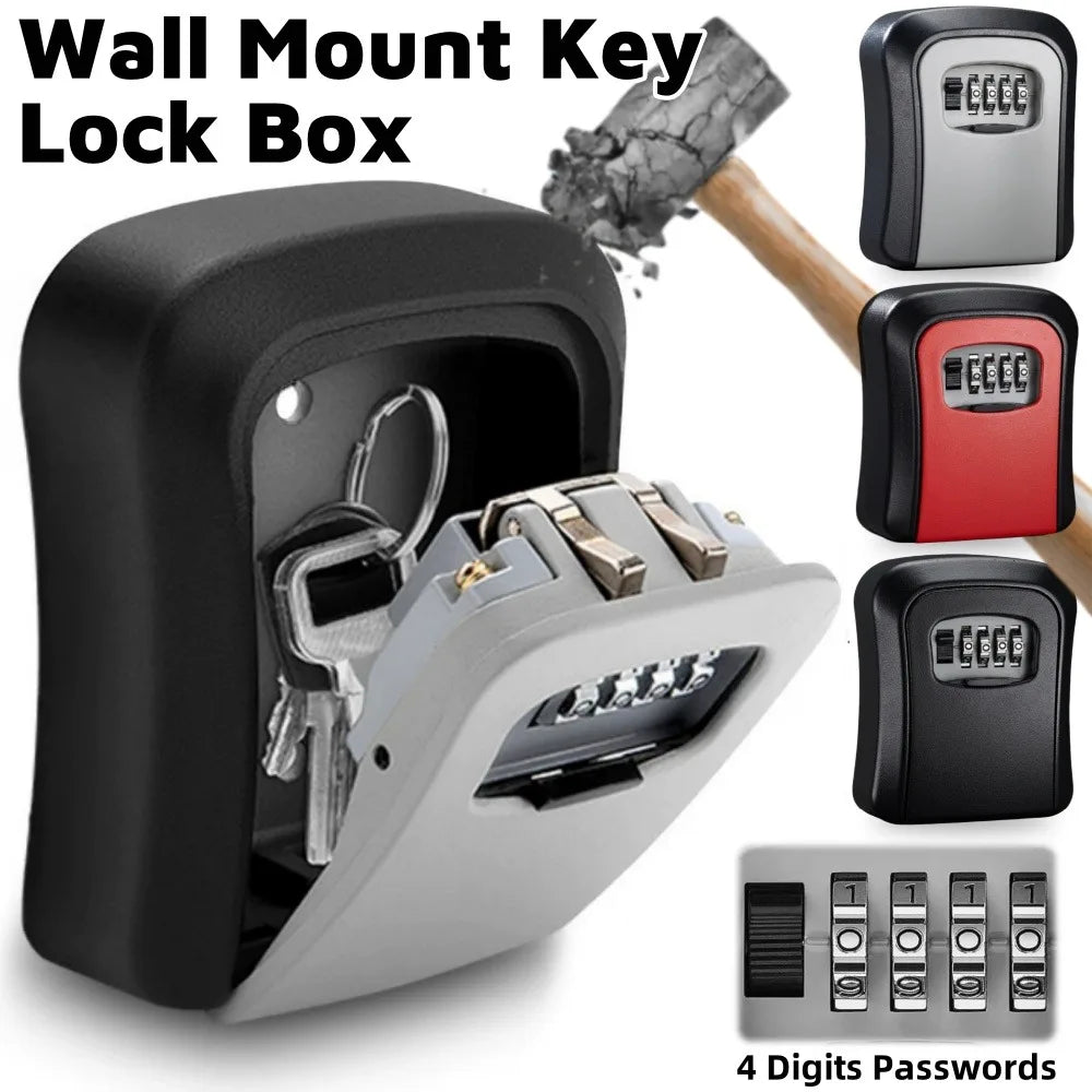 🔐 4-Digit Password Key Lock Box - Wall Mounted Security Storage