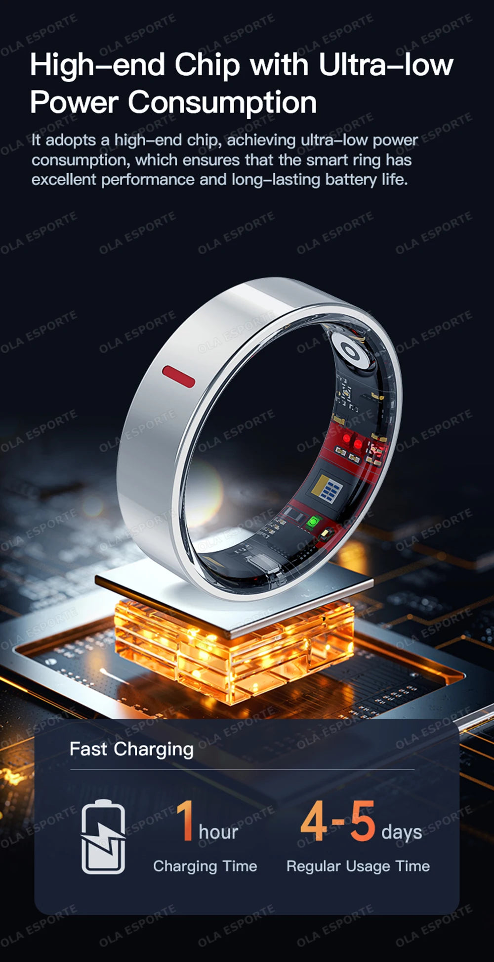 Health Tracking Smart Ring - 5ATM Waterproof Heart Rate & Sleep Monitor