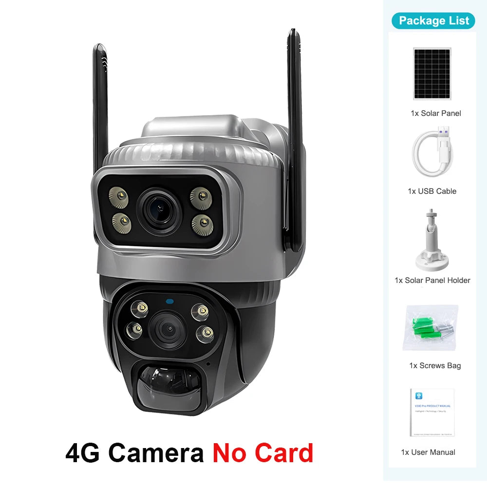 📹 V380 Dual Lens 4G Security Camera - Solar 8MP 4K Night Vision CCTV