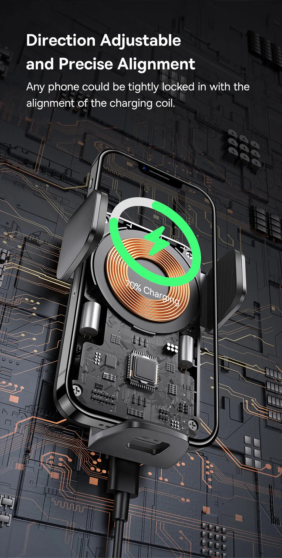 🚗 15W Smart Wireless Car Charger - Auto-Clamping Qi Mount with Fast Charging