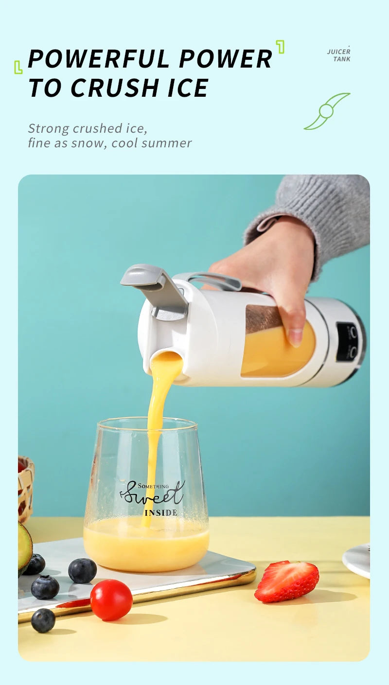 🍓 10-Blade Portable Blender 450ml - USB Rechargeable Smoothie & Ice Crusher