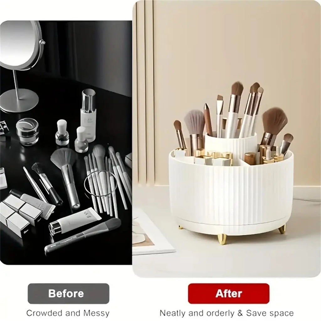💄 360° Rotating Makeup Organizer - 5 Compartments Multi-Functional Storage