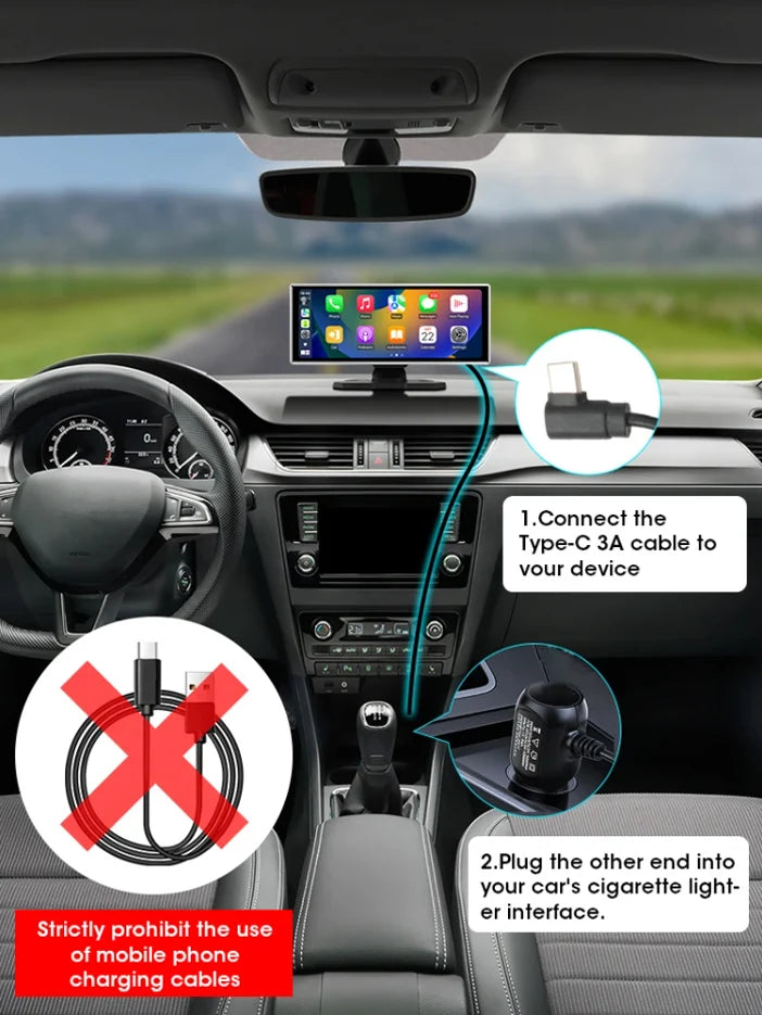 📹 11-Inch Dashboard Hub - 4K Recorder with Wireless CarPlay & Android Auto