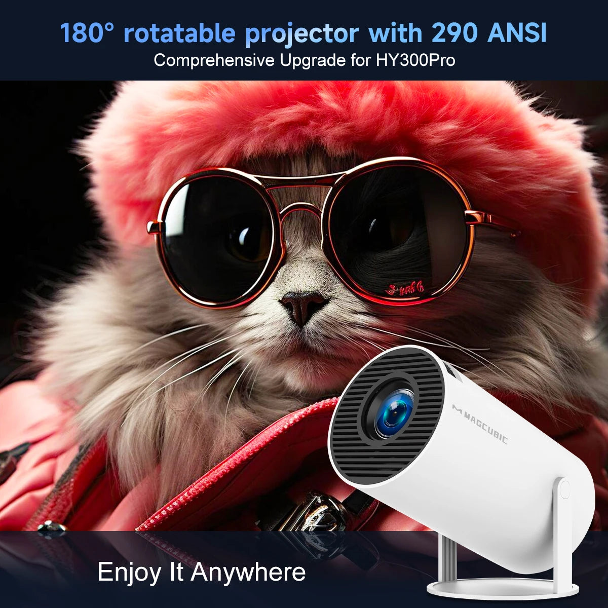 🎬 SkyCinema HY300 Pro - 180° Rotating Smart Projector for Ceiling Movies