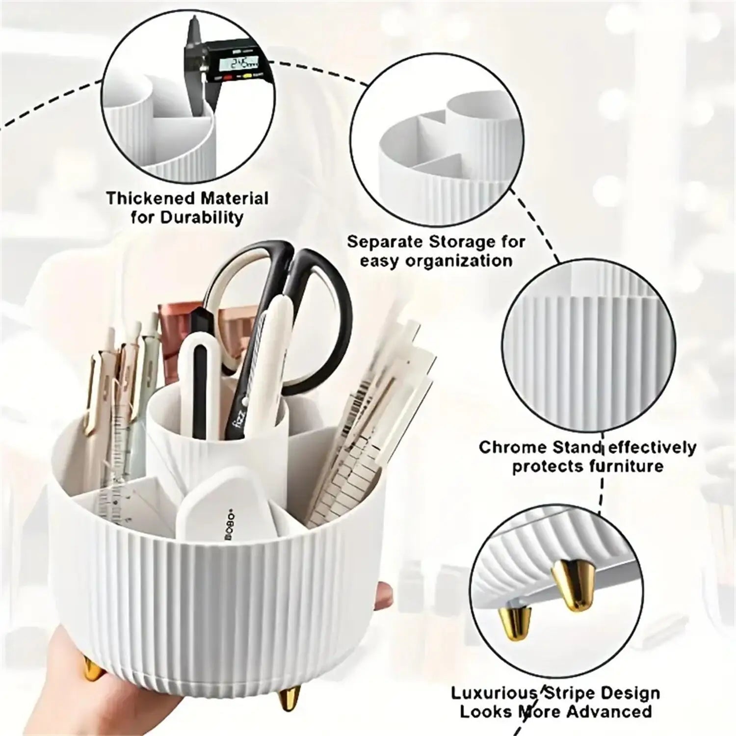 💄 360° Rotating Makeup Organizer - 5 Compartments Multi-Functional Storage