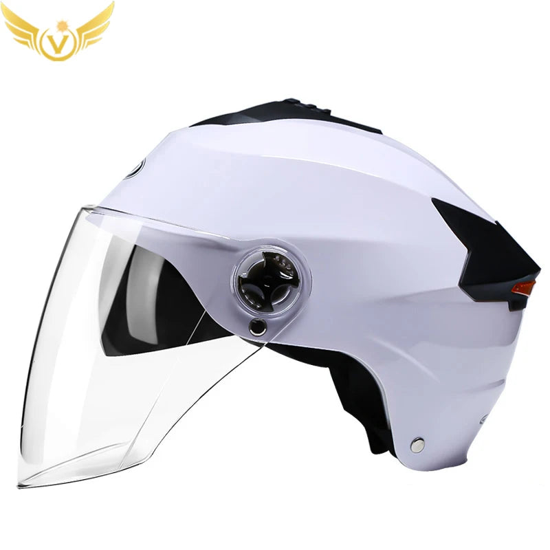 🏍️ LED Motorcycle Helmet with Rechargeable Lights - Double Visor Safety