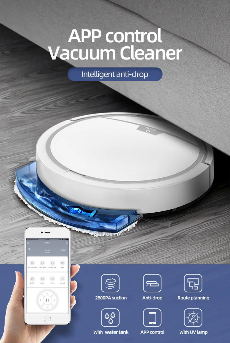 Smart Robot Vacuum & Mop 3-in-1 - App Control with 2800Pa Suction Power