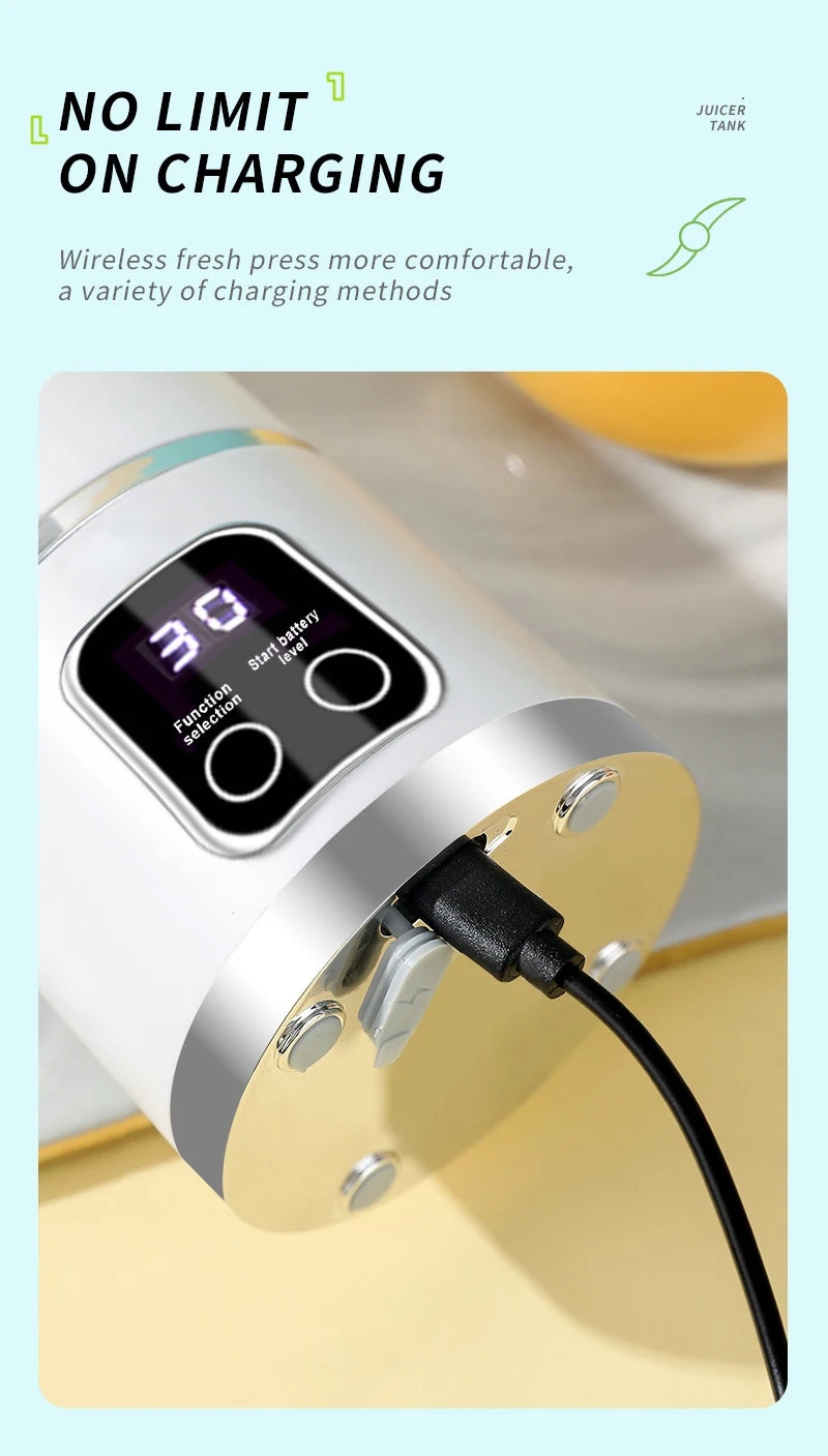 🍓 10-Blade Portable Blender 450ml - USB Rechargeable Smoothie & Ice Crusher