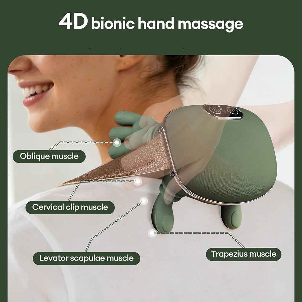 💆 Bionic Finger 5D Shiatsu Neck Massager - Ultra-Quiet Brushless Motor