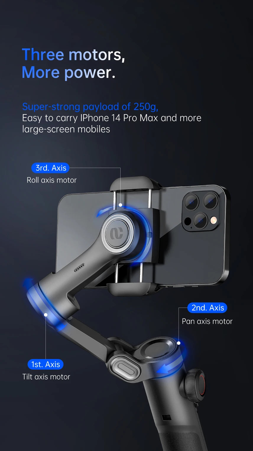 🎥 AOCHUAN 3-Axis Gimbal Stabilizer - AI Face Tracking for TikTok & Vlog