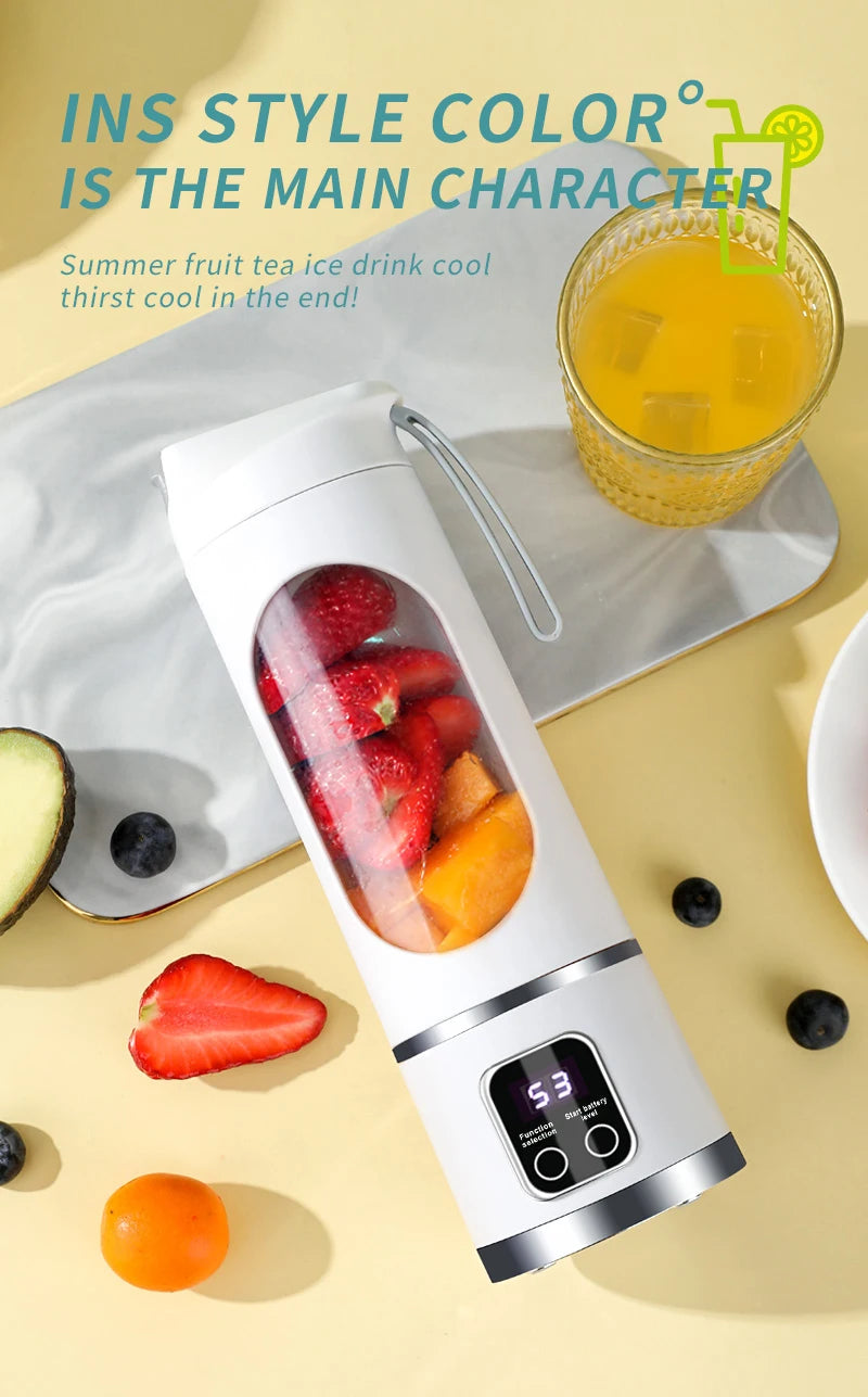 🍓 10-Blade Portable Blender 450ml - USB Rechargeable Smoothie & Ice Crusher