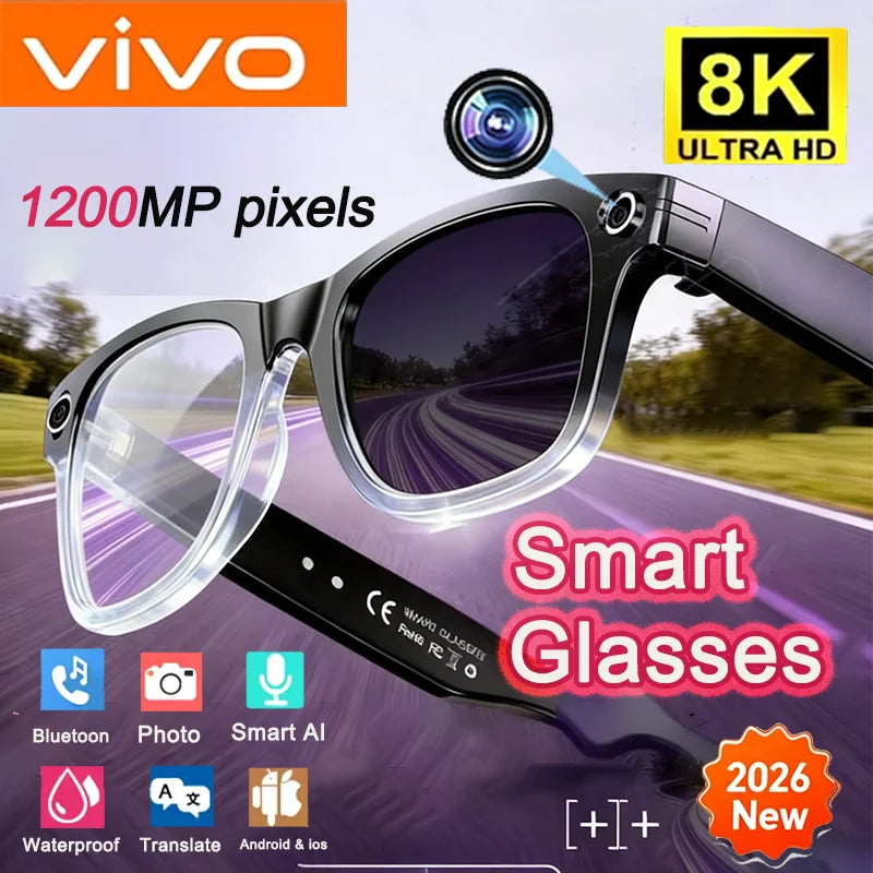 Smart 8K AI Glasses - 1200MP Camera with ChatGPT & Bluetooth