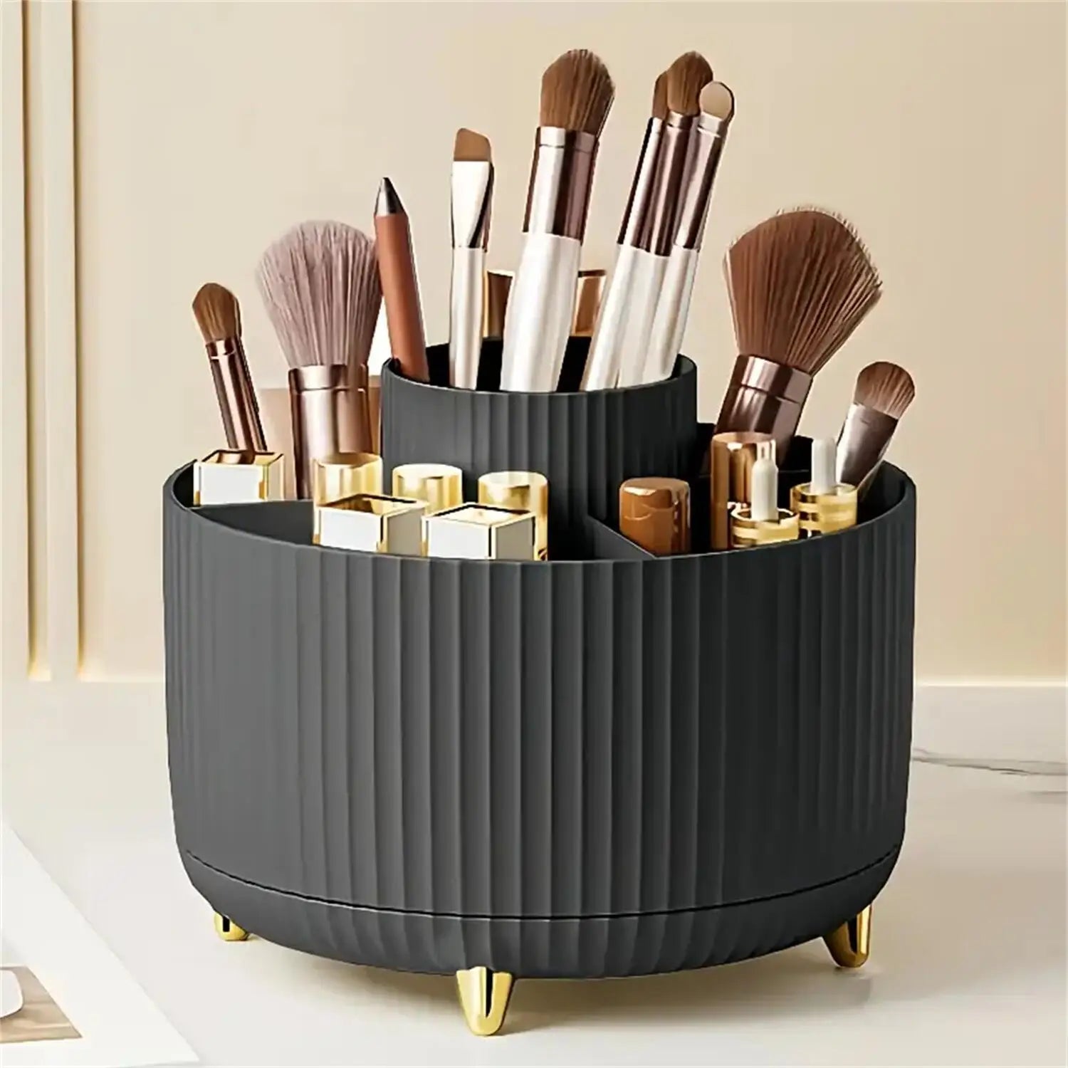 💄 360° Rotating Makeup Organizer - 5 Compartments Multi-Functional Storage