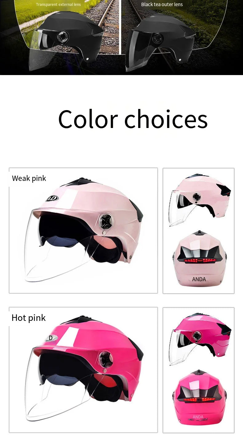 🏍️ LED Motorcycle Helmet with Rechargeable Lights - Double Visor Safety