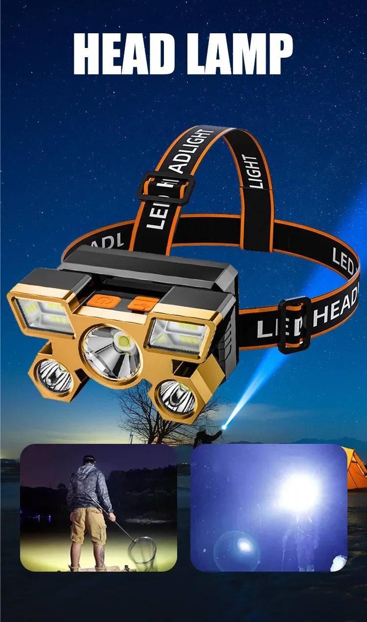 Rechargeable LED Headlamp - Ultra-Bright for Camping, Fishing & Hunting
