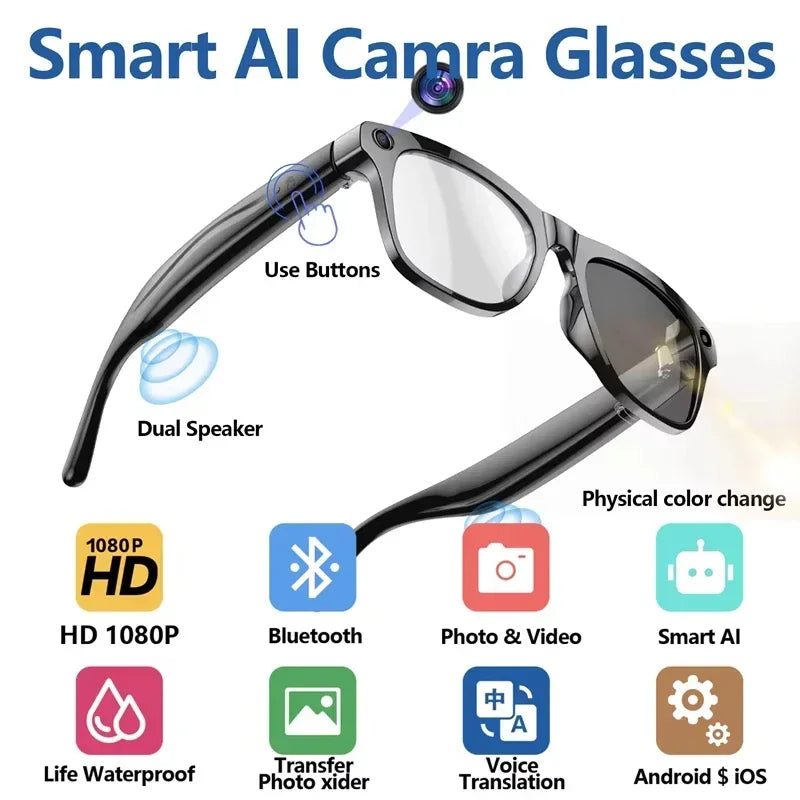 Smart 8K AI Glasses - 1200MP Camera with ChatGPT & Bluetooth