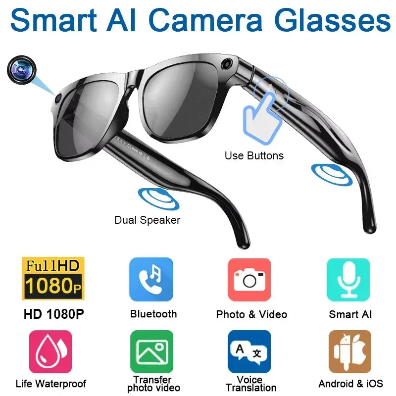 Smart 8K AI Glasses - 1200MP Camera with ChatGPT & Bluetooth