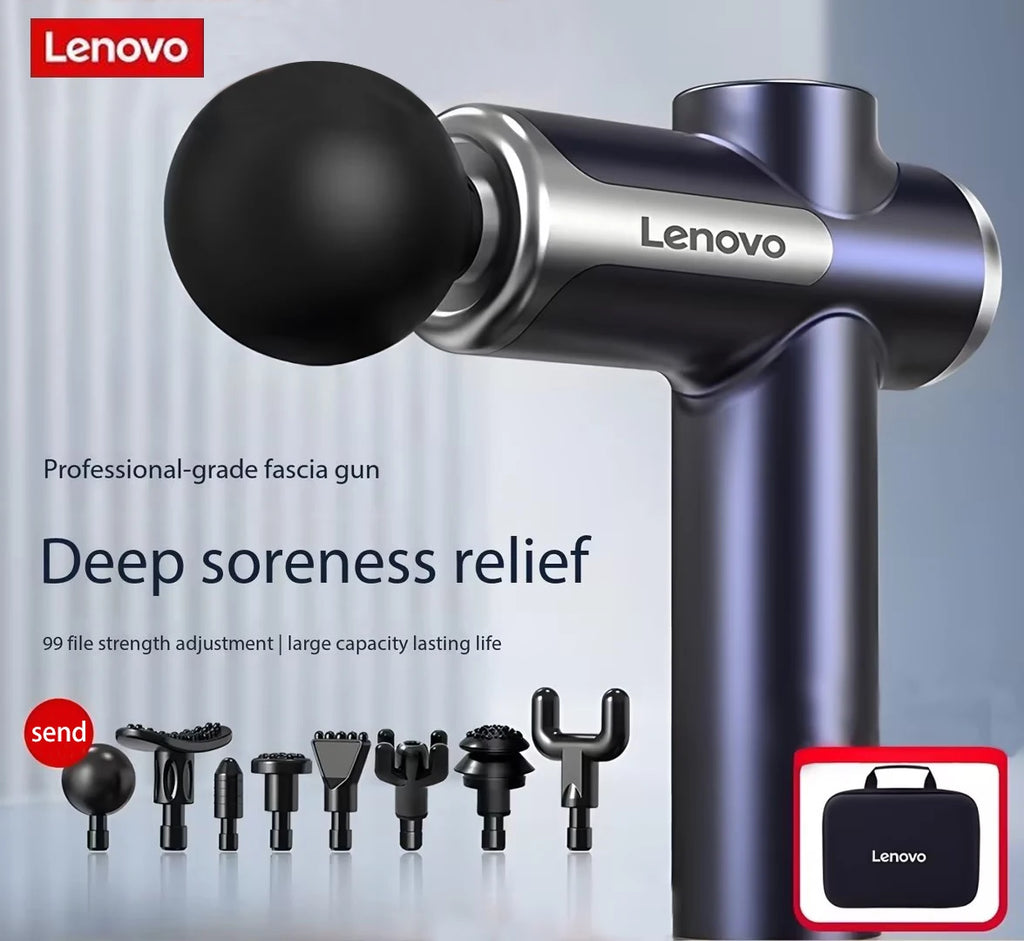 💪 Lenovo Massage Gun - Deep Muscle Relief with LED Touch Screen & 8 Heads