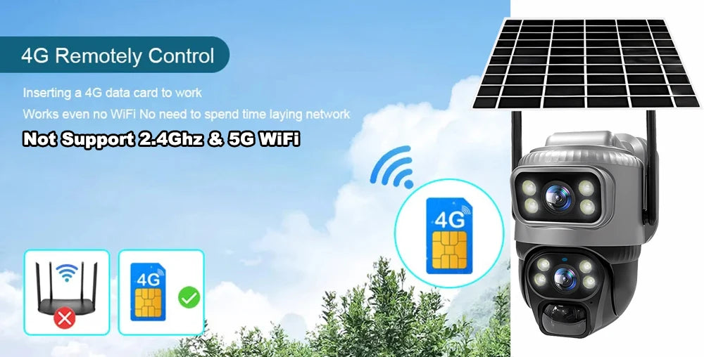 📹 V380 Dual Lens 4G Security Camera - Solar 8MP 4K Night Vision CCTV