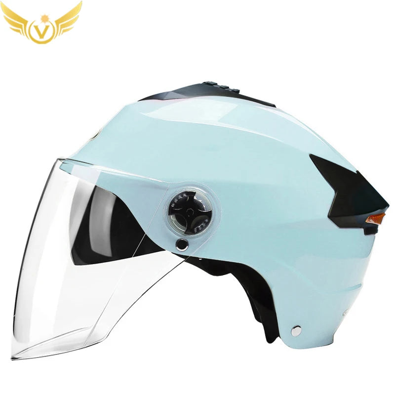 🏍️ LED Motorcycle Helmet with Rechargeable Lights - Double Visor Safety
