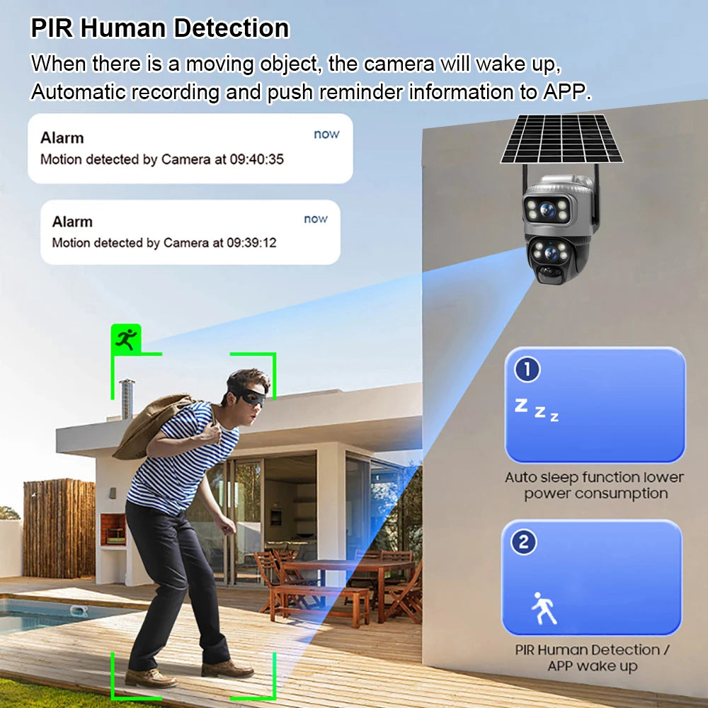 📹 V380 Dual Lens 4G Security Camera - Solar 8MP 4K Night Vision CCTV