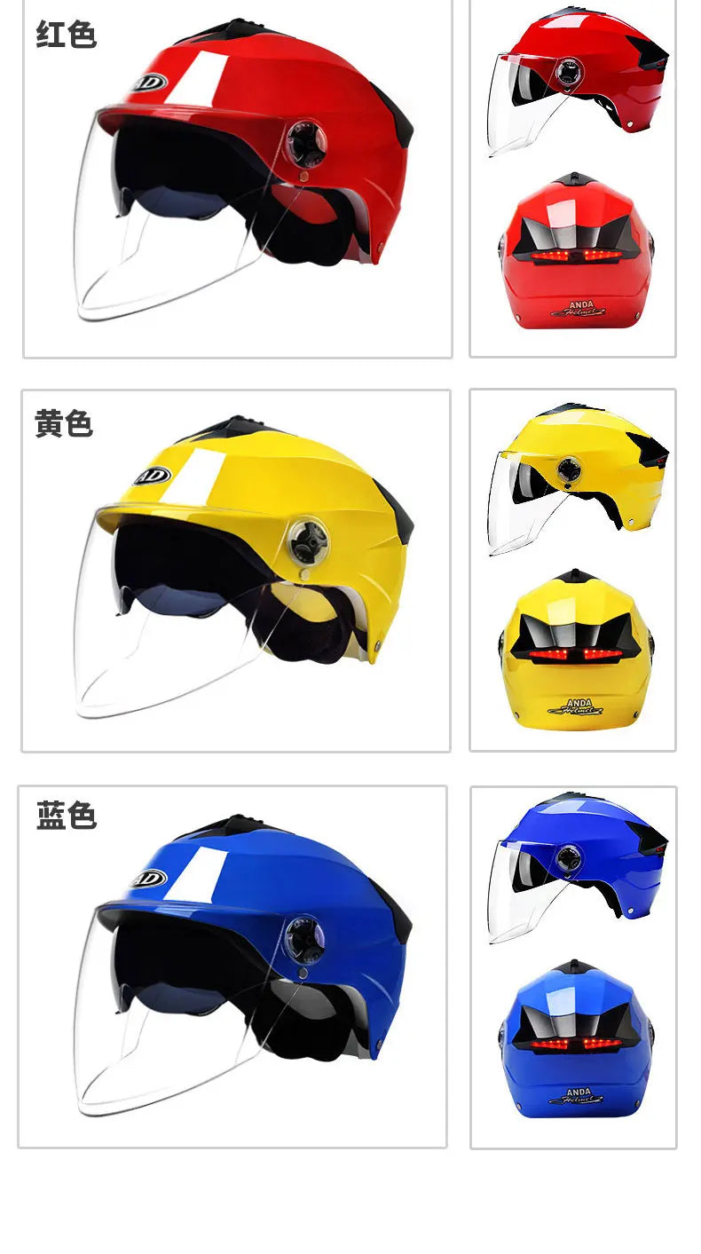 🏍️ LED Motorcycle Helmet with Rechargeable Lights - Double Visor Safety